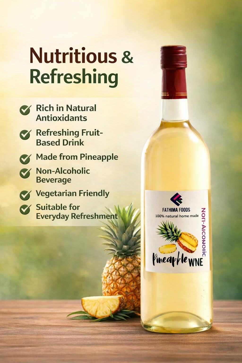 FATHIMA FOODS Pineapple Wine – (750ml) | Exotic Tropical Fruit